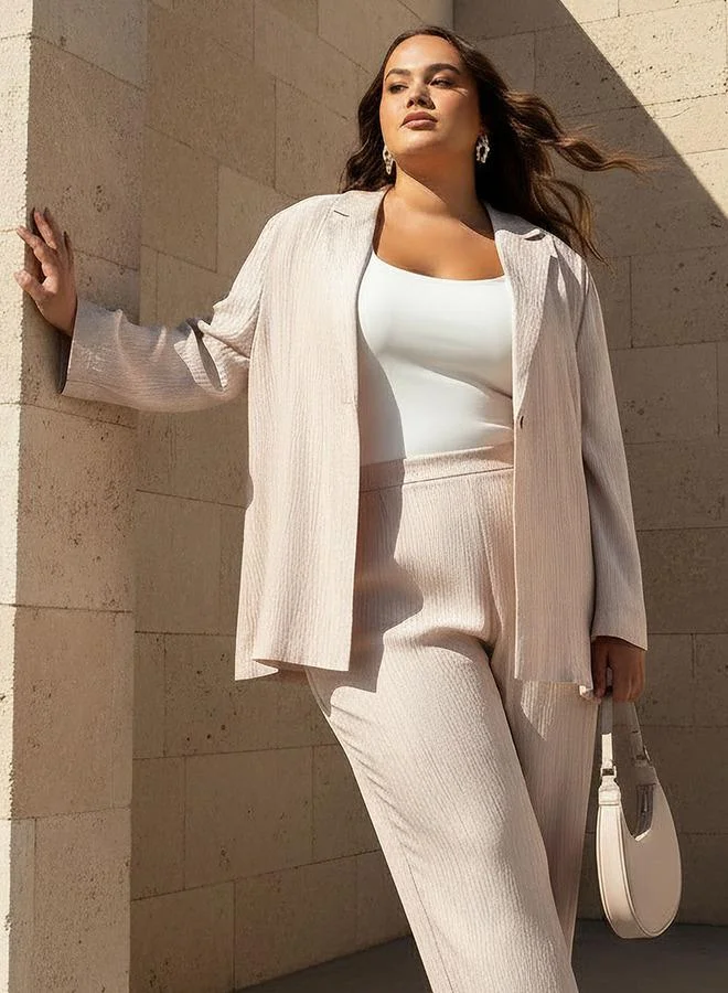  أولا بوبكن Ulla Popken Relaxed Fit Blazer with Textured Design